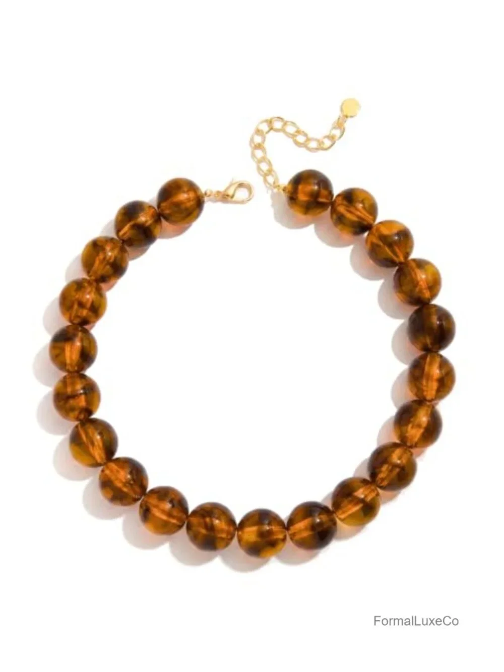 Chunky Beaded Collar Necklace - Large Round Resin Boho Choker Statement Jewelry